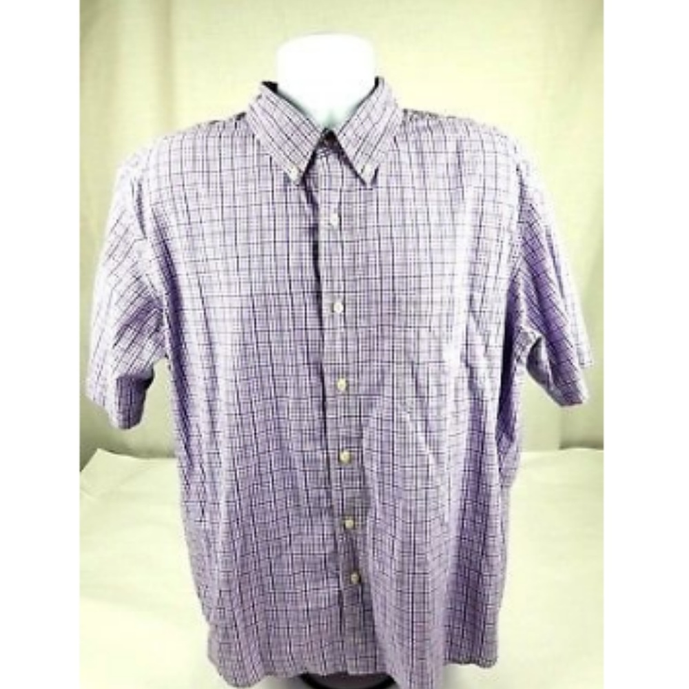 Chaps Men's XL Button Front Short Sleeve Purple